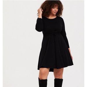 Torrid Size 1 - BLACK SWEATER-KNIT CORSET SKATER DRESS